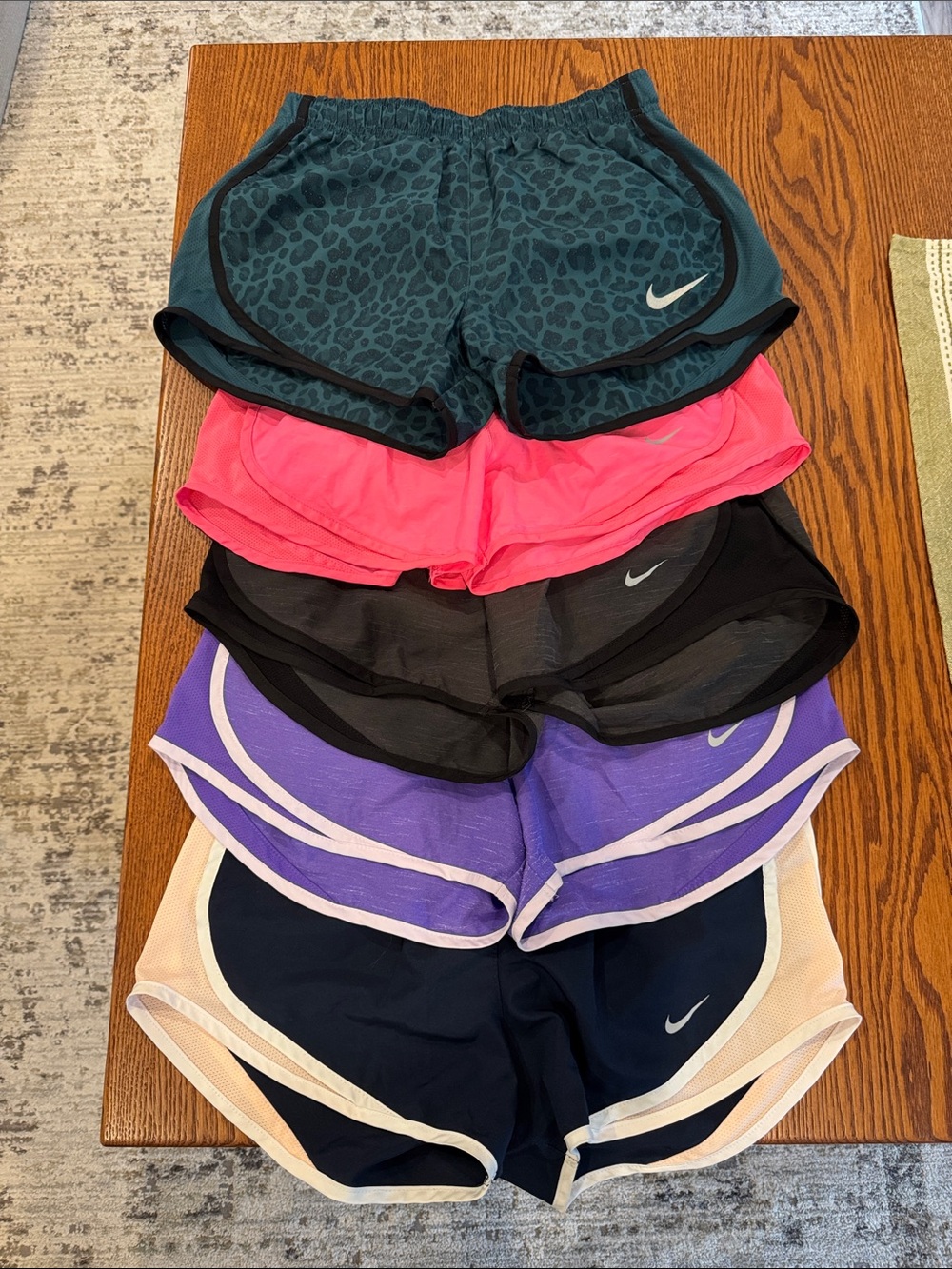 Nike Women's Athletic Shorts Bundle - Teal Leopard, Pink, Black, Purple, Navy